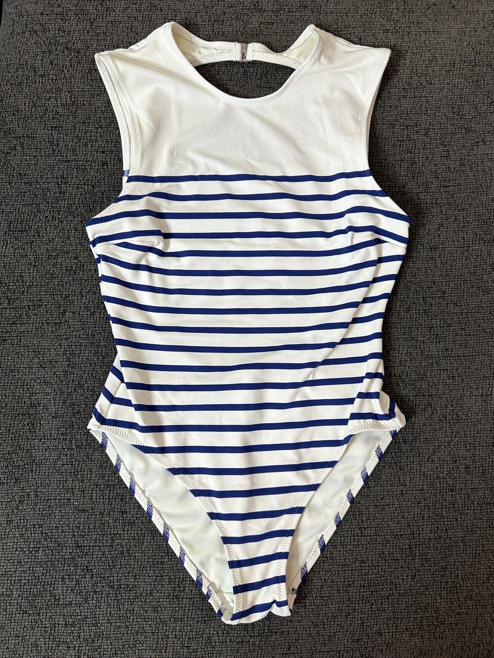 Solid & Striped The Iman One-Piece Swimsuit size M Breton Stripe Open Back